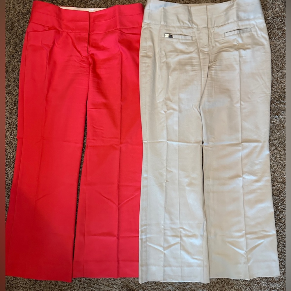 Express Editor Wide Waist Band w/Wide Leg Trouser 4R 2 Pair 1-Pink & 1-Light Tan